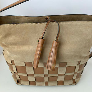 Michael Kors Light Brown Suede/Leather Woven Purse
